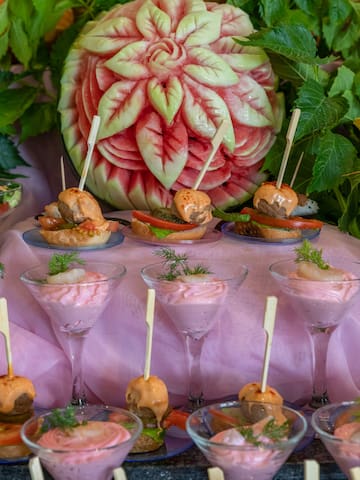 a table with food on it