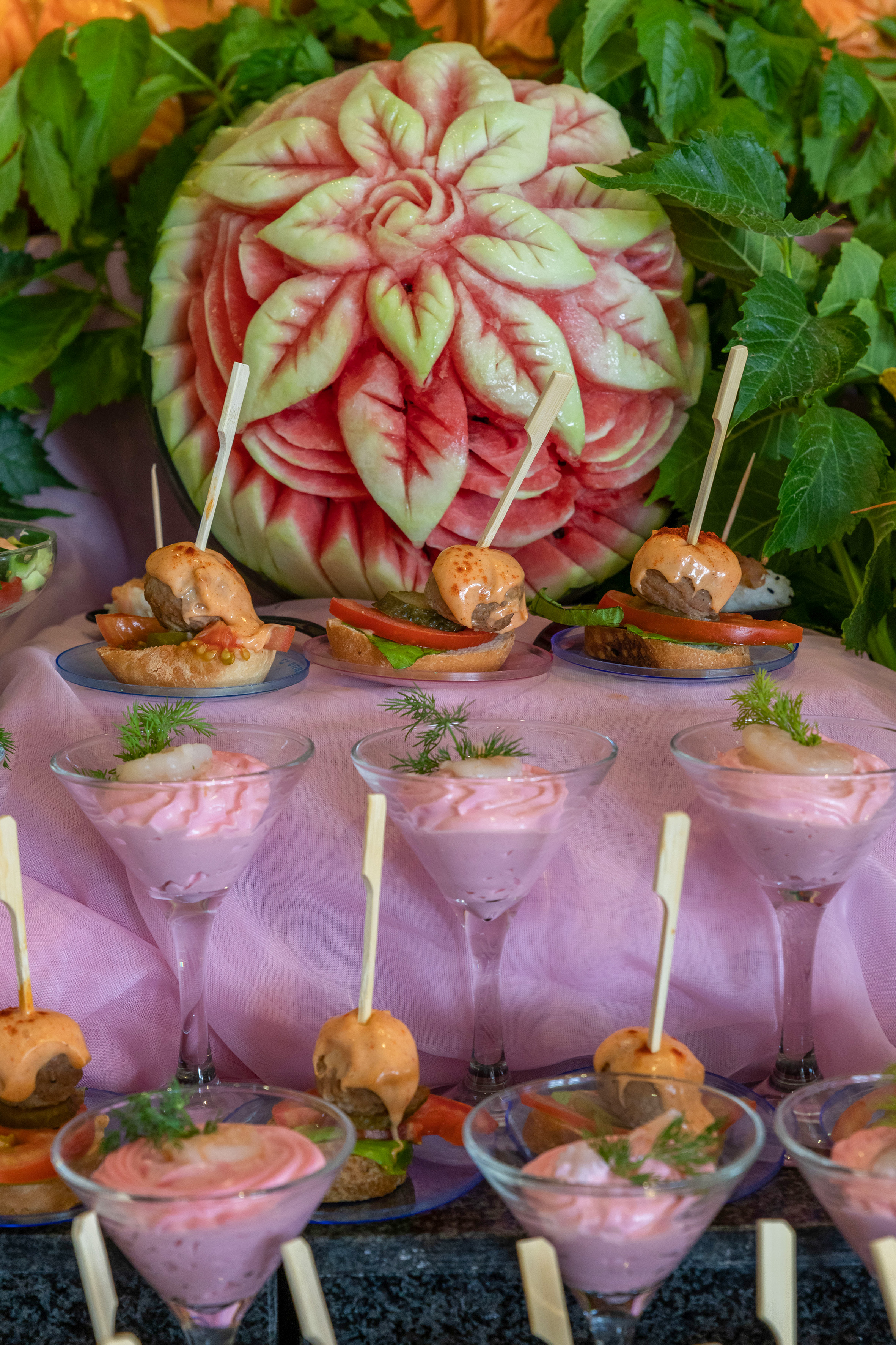a table with food on it