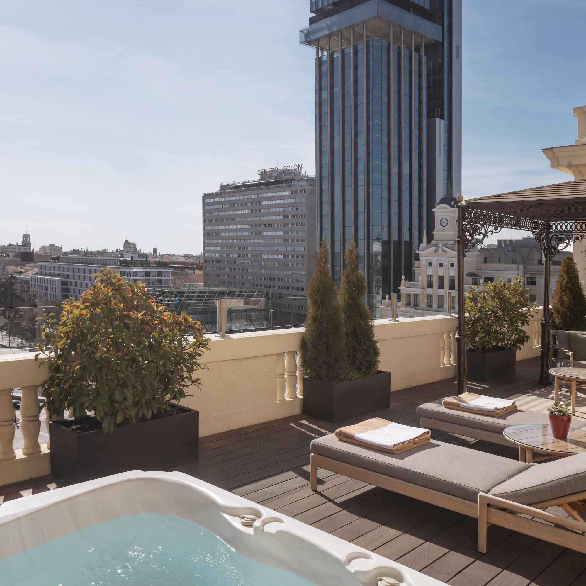 a hot tub on a rooftop