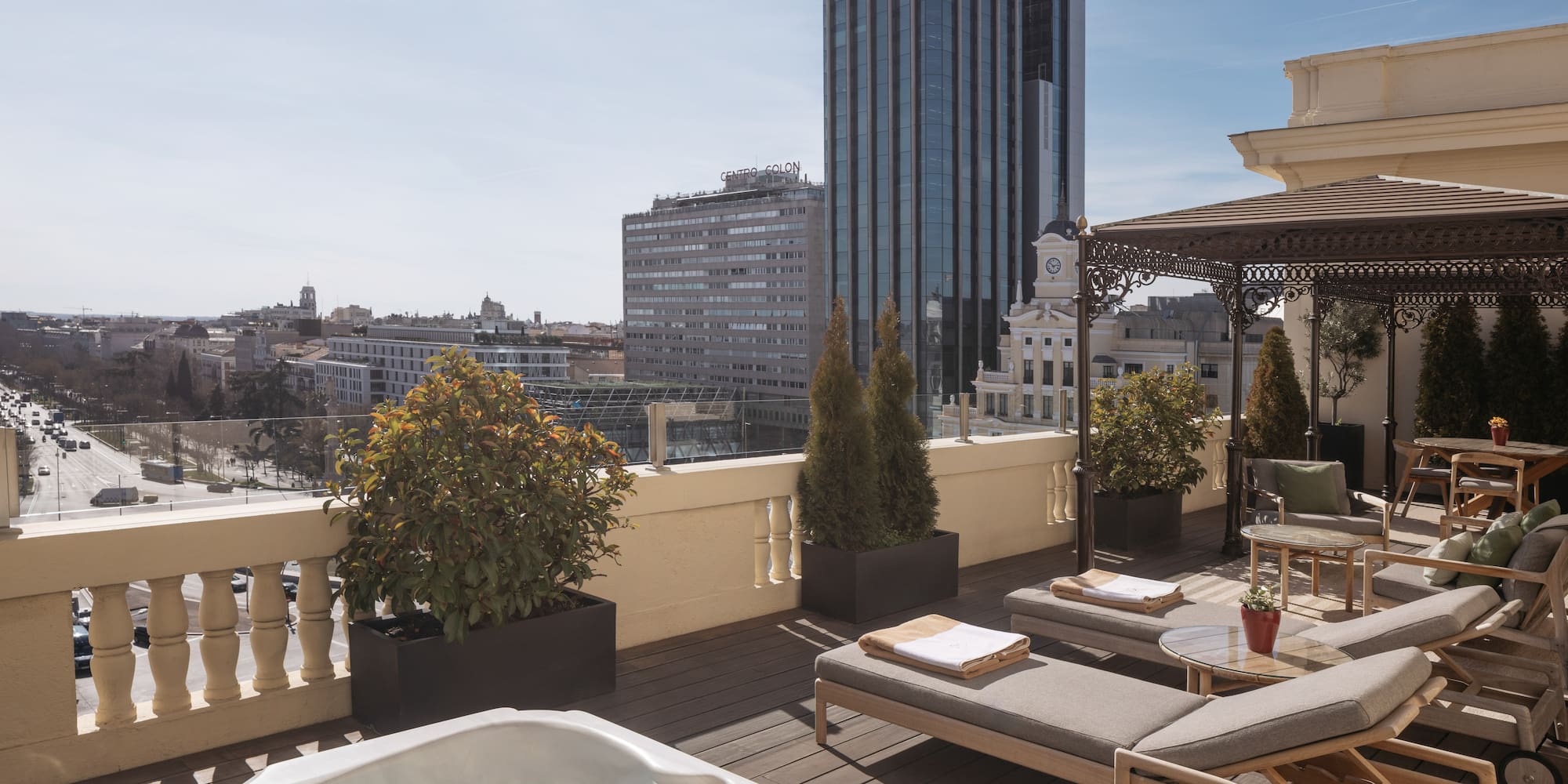 a hot tub on a rooftop