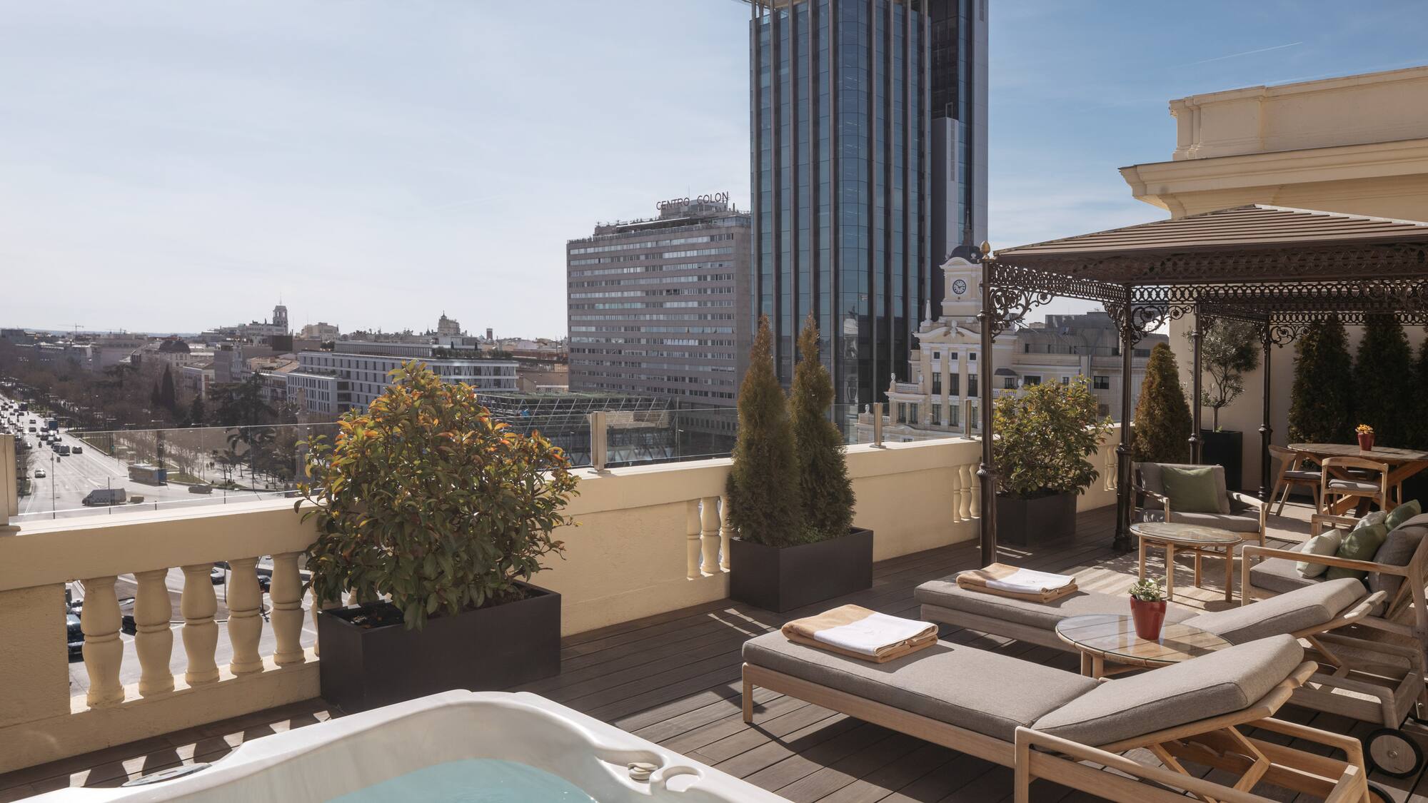 a hot tub on a rooftop