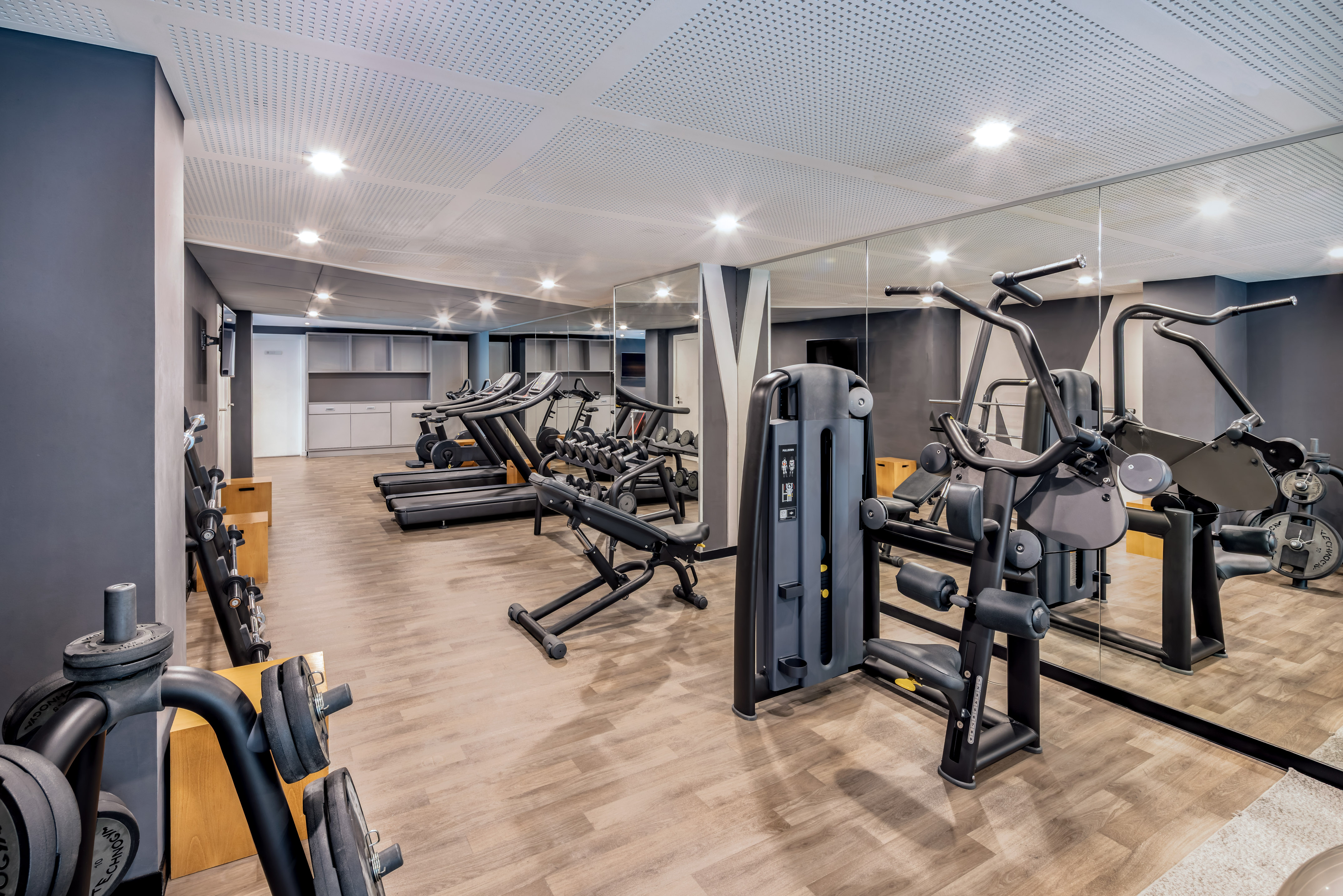 a room with exercise equipment