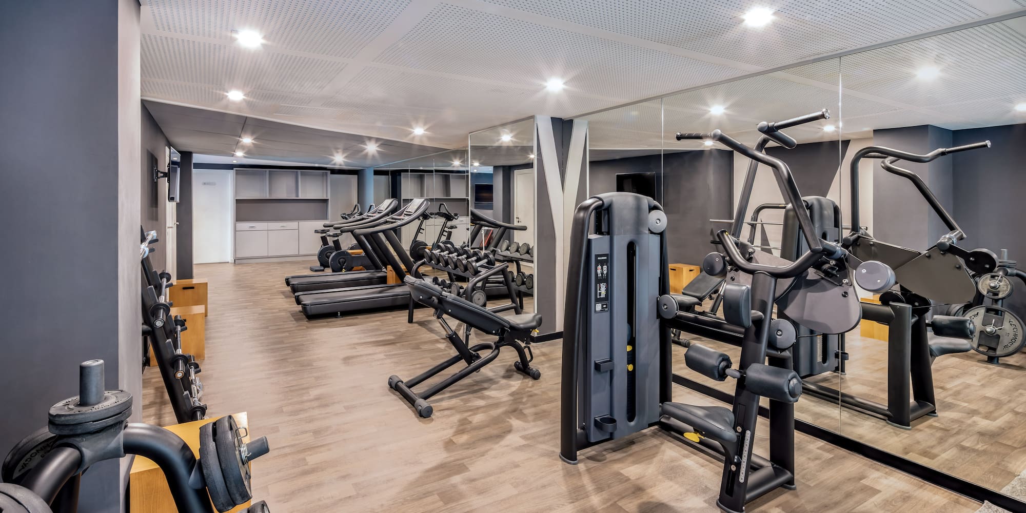 a room with exercise equipment