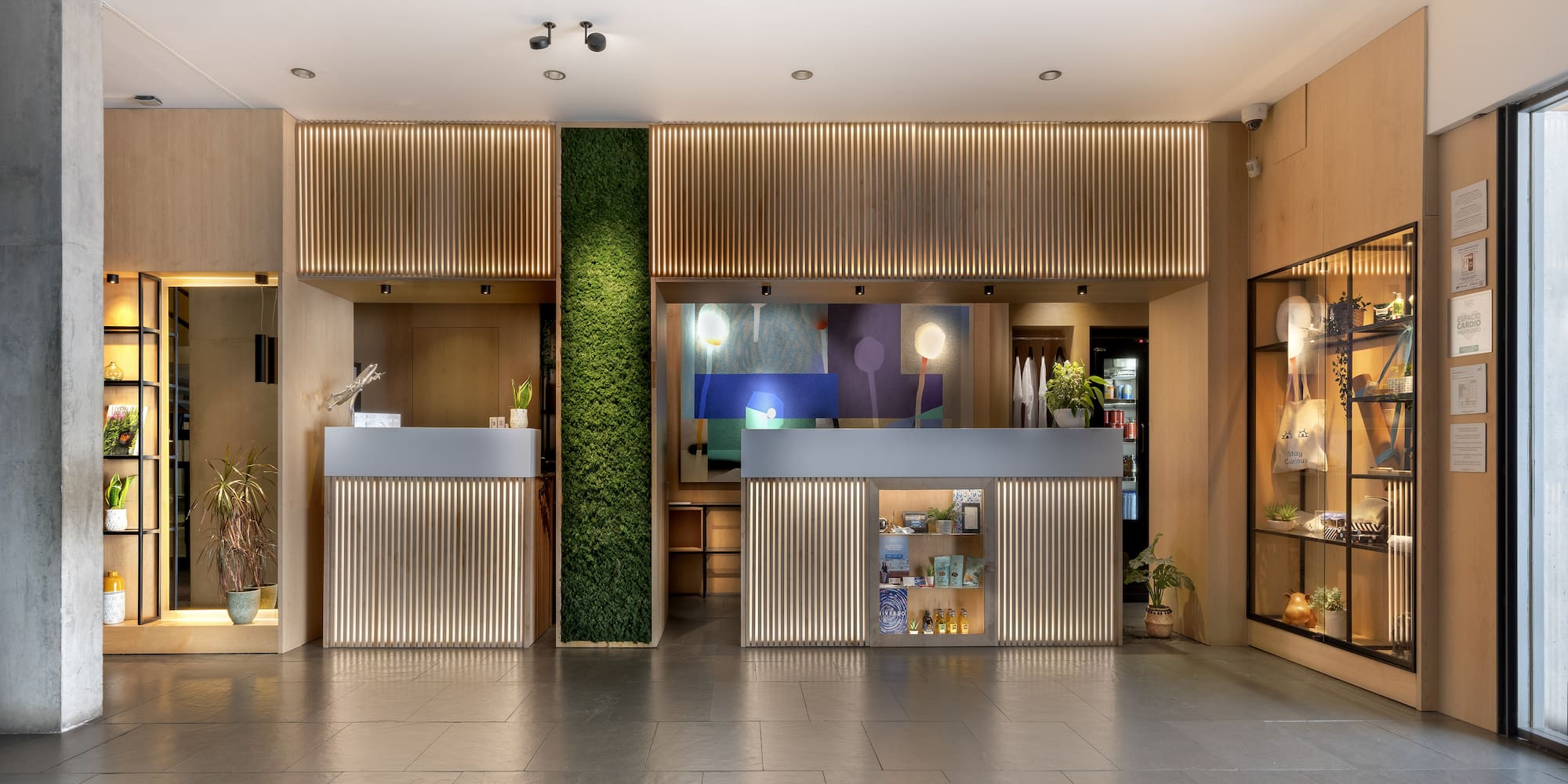 a store with a counter and shelves