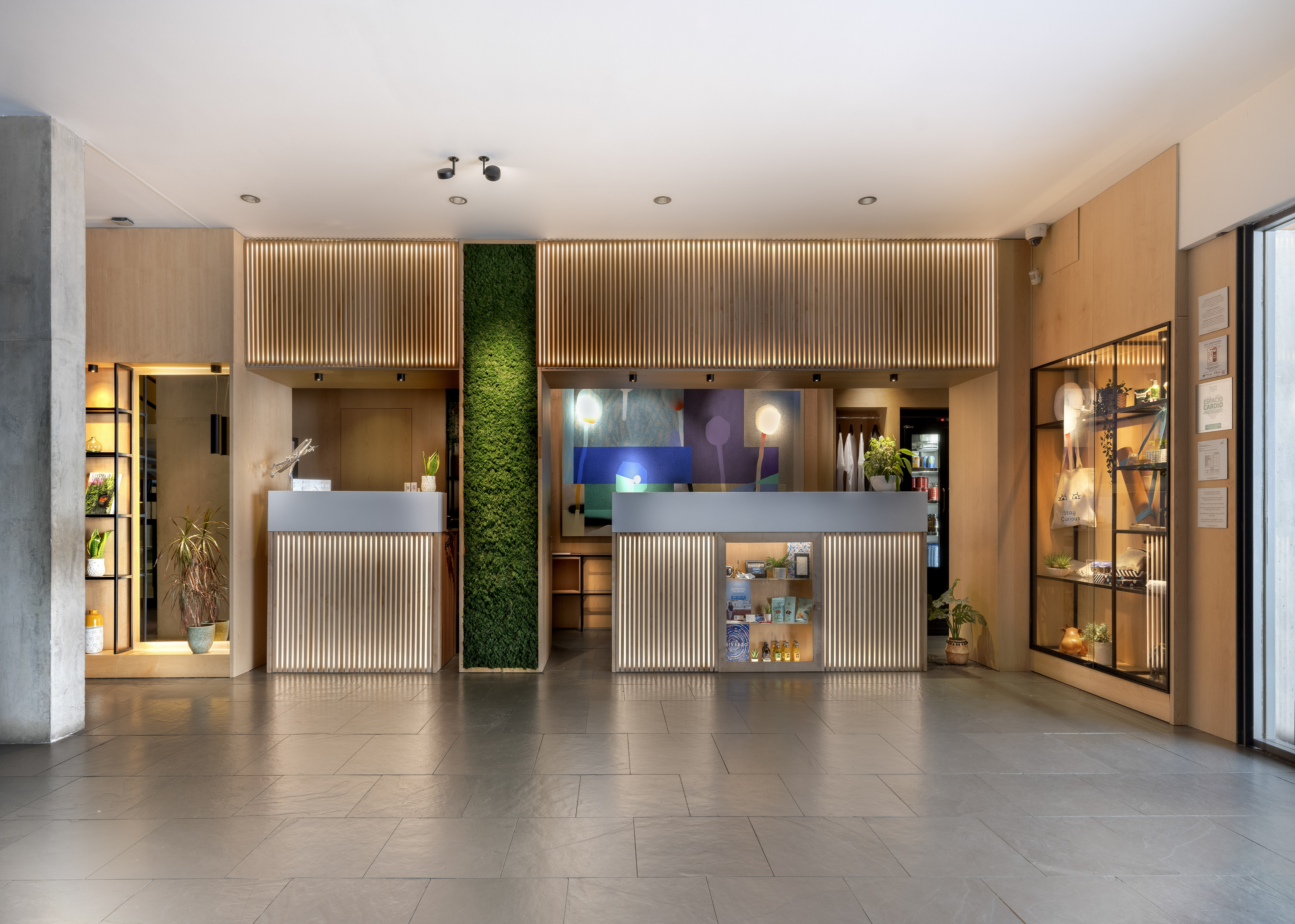 a store with a counter and shelves