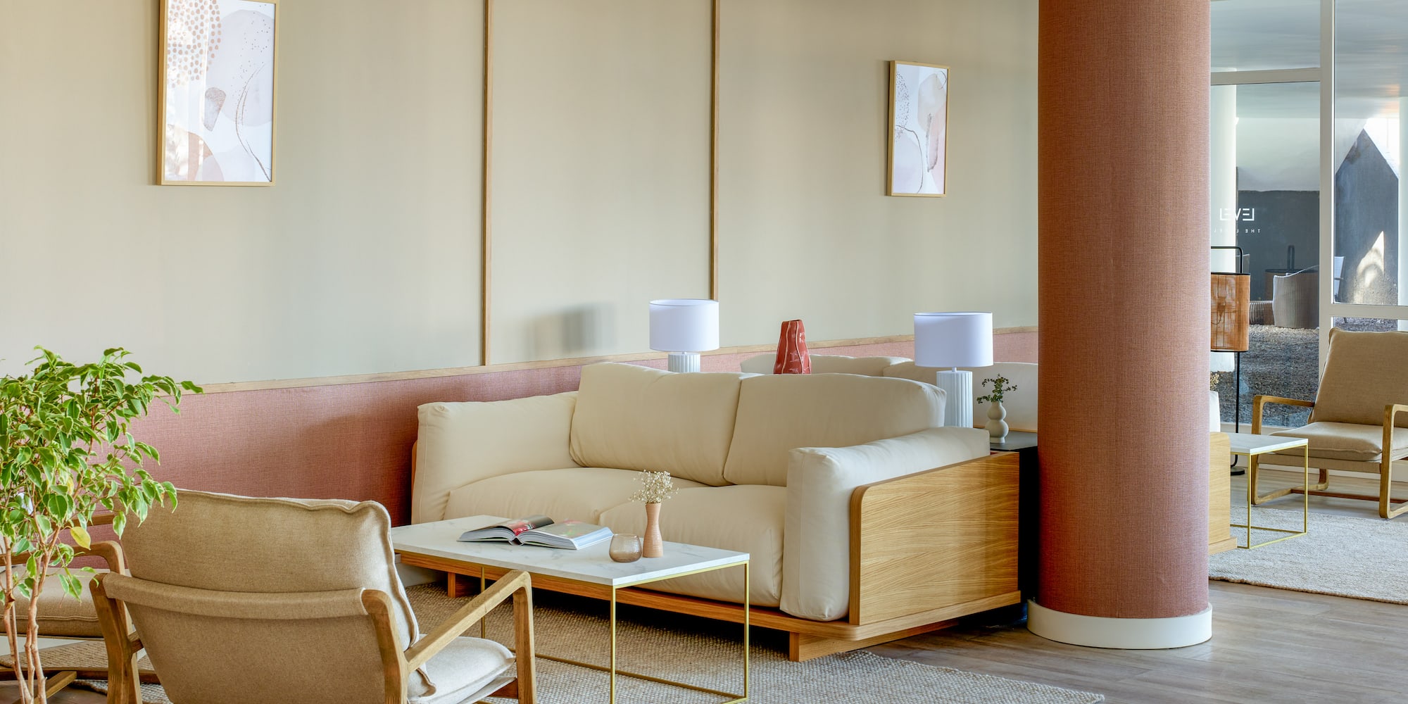 a living room with a couch and a coffee table