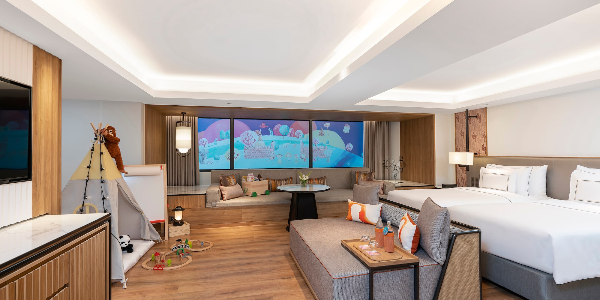 a room with a bed and a couch