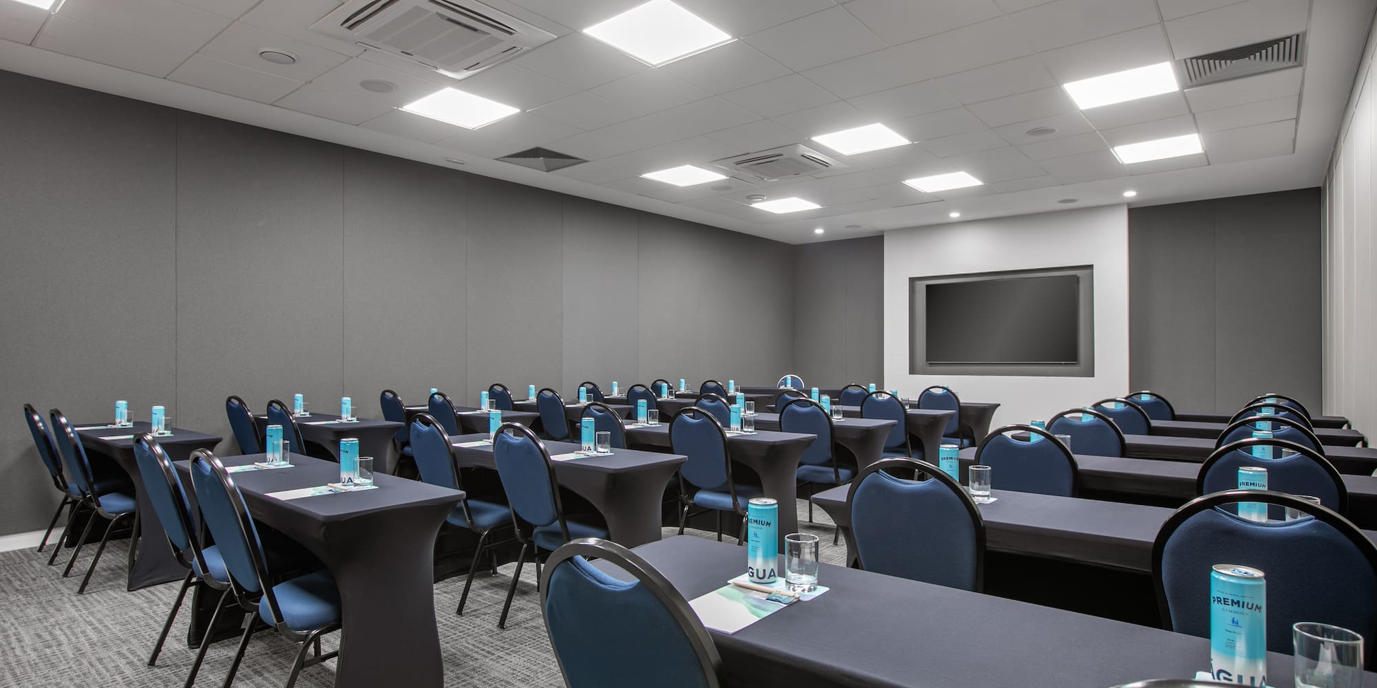 a room with tables and chairs