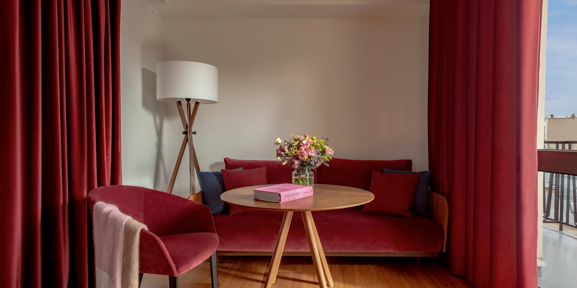 a room with a couch and a table