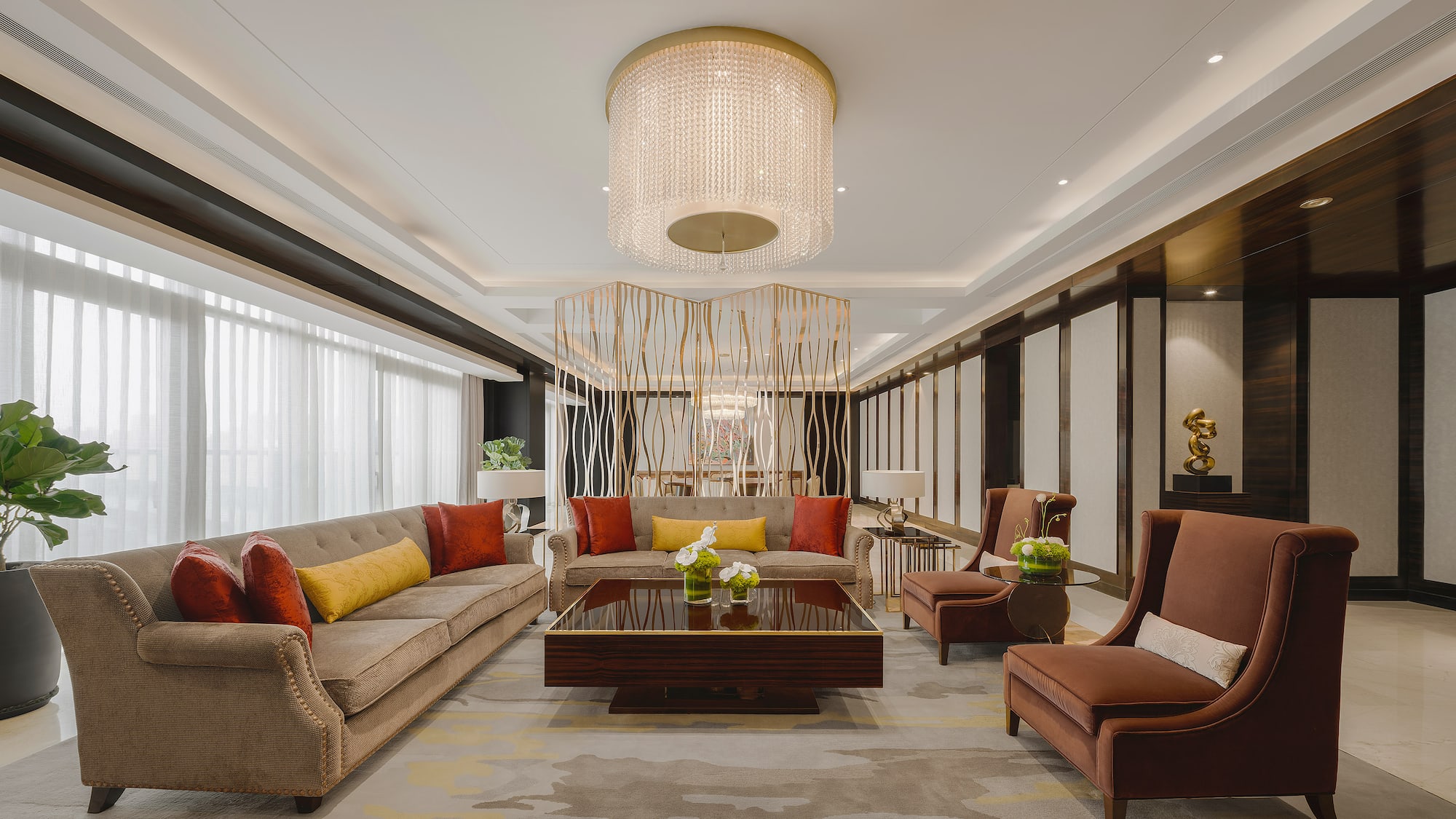 a room with couches and chairs