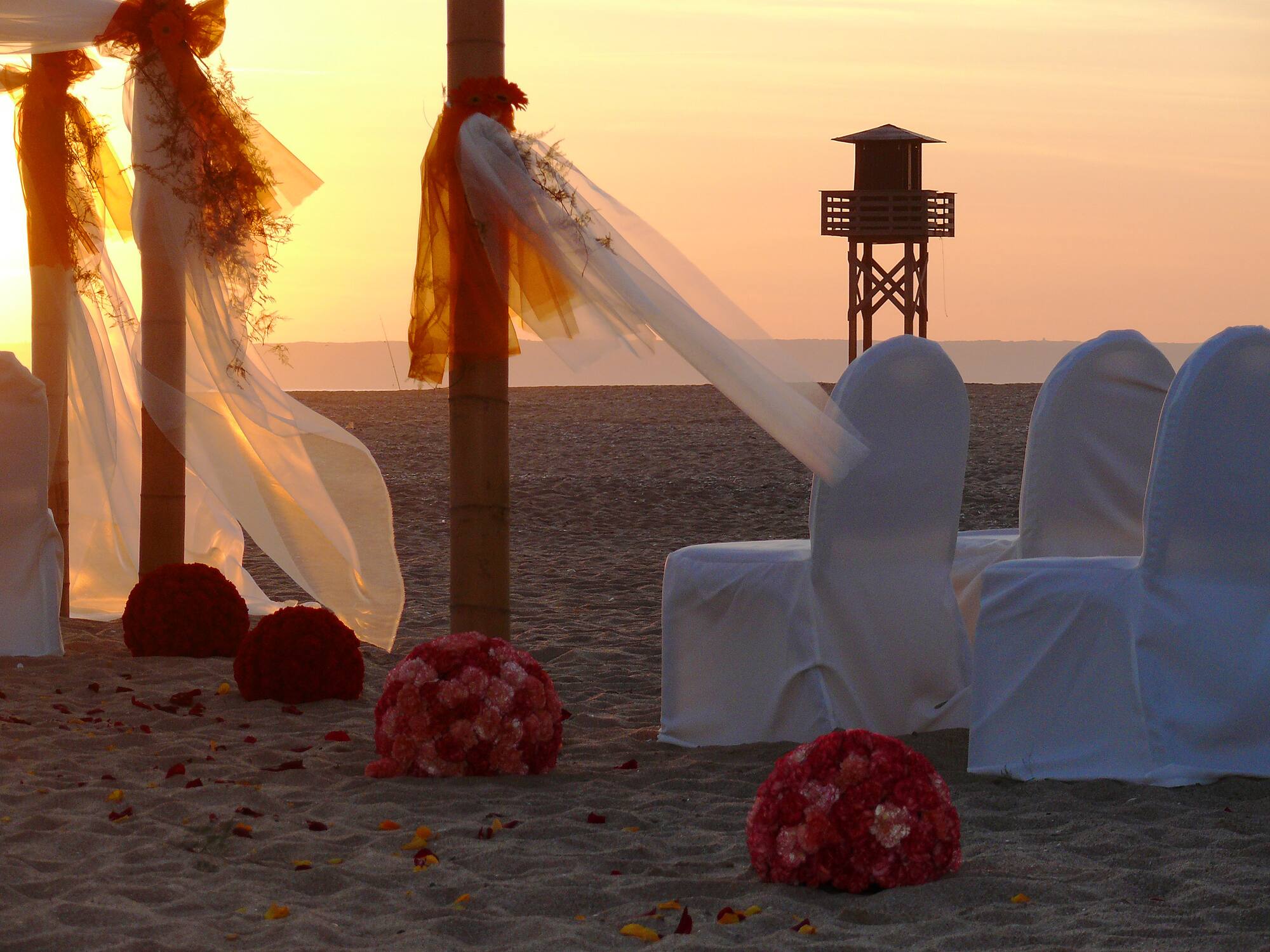 chairs and chairs on a beach