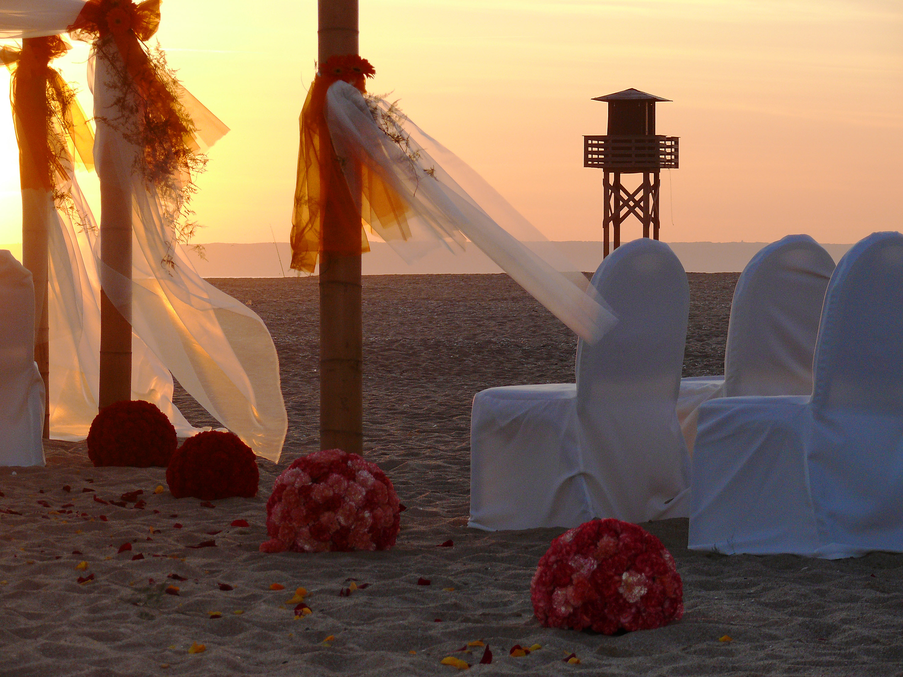 chairs and chairs on a beach