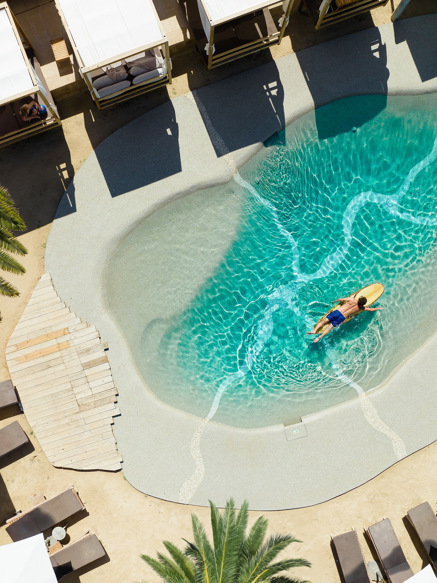 a person swimming in a pool