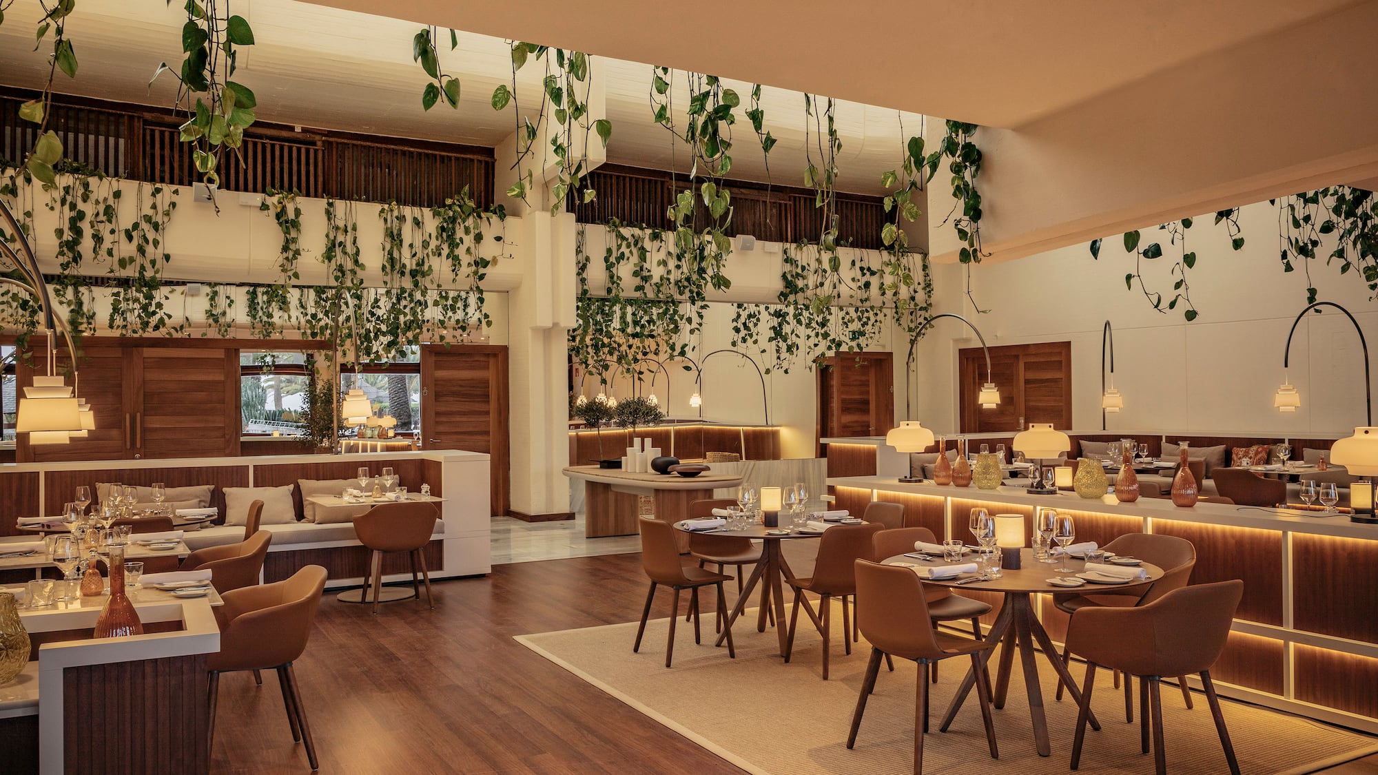 a room with tables and chairs