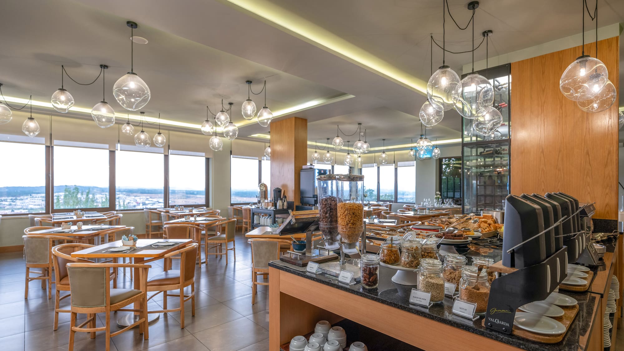 a restaurant with many tables and chairs