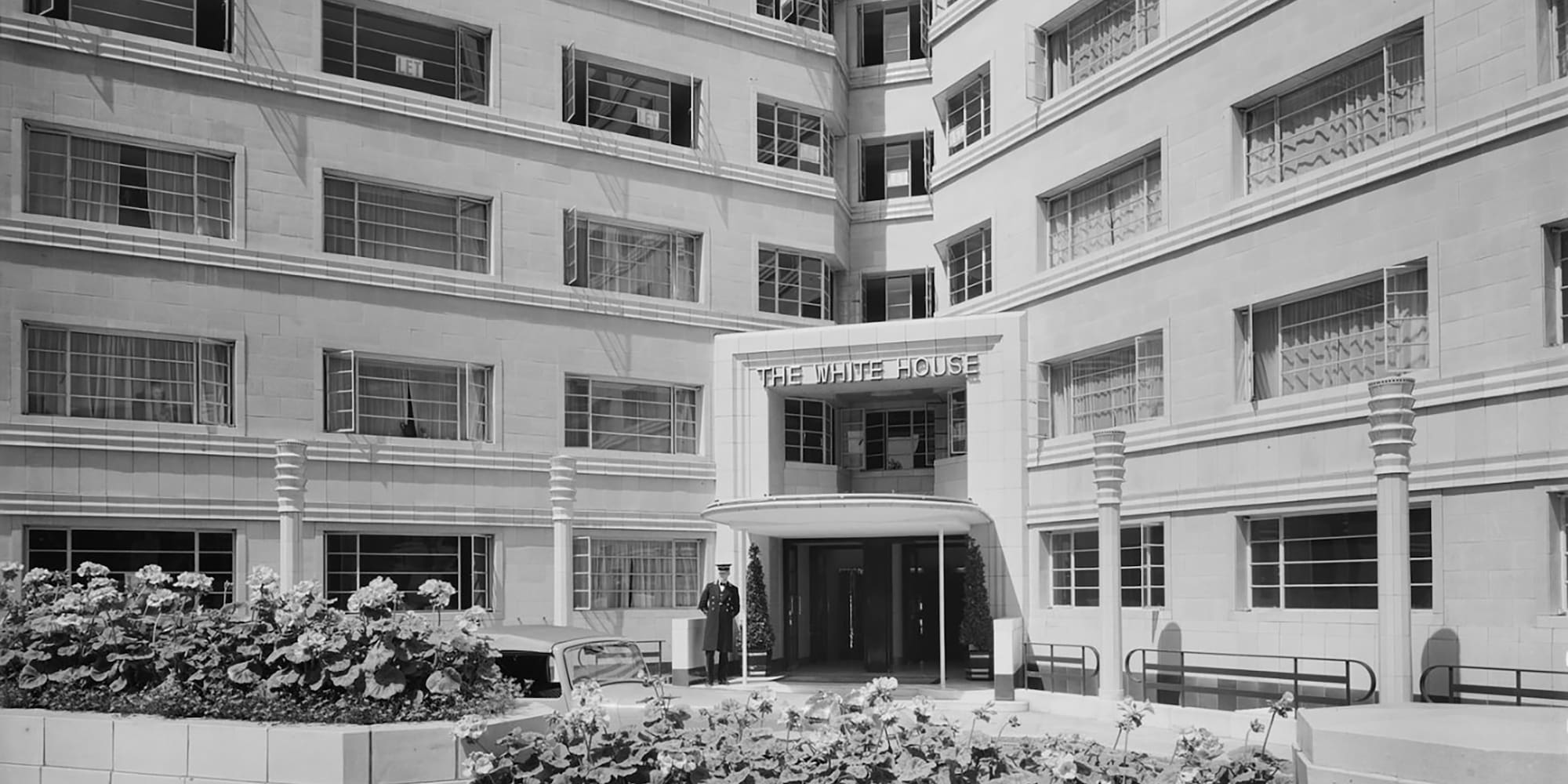 a building with a sign in front of it