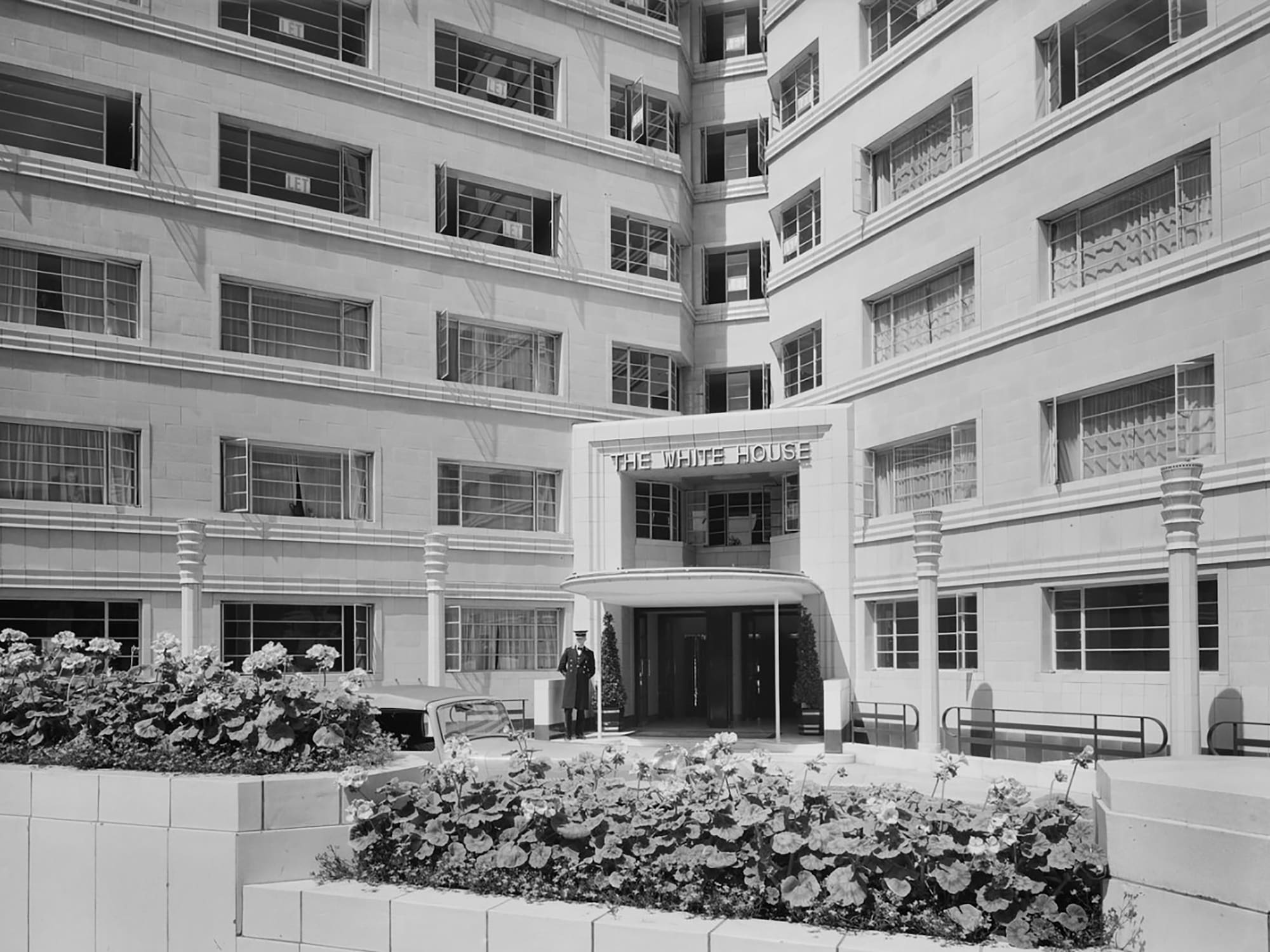 a building with a sign in front of it