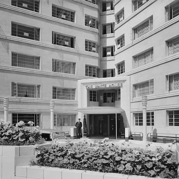 a building with a sign in front of it