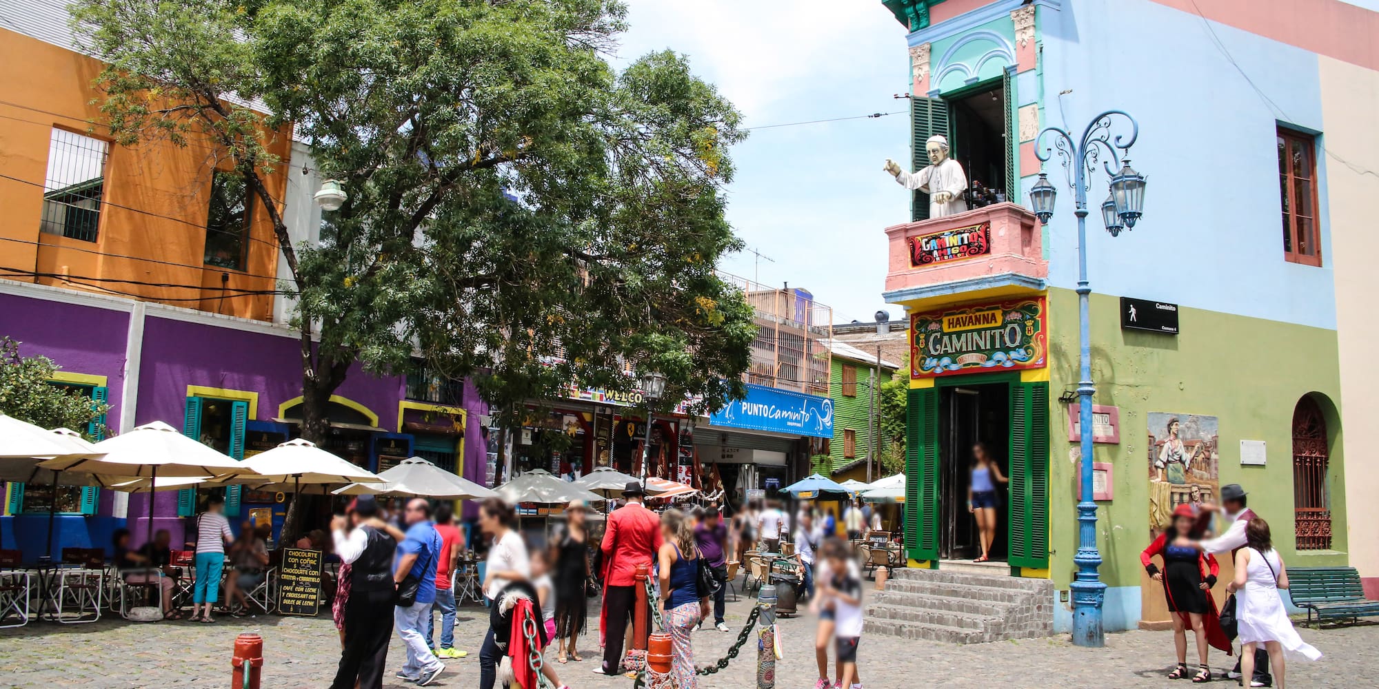 a group of people in a street