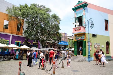 a group of people in a street
