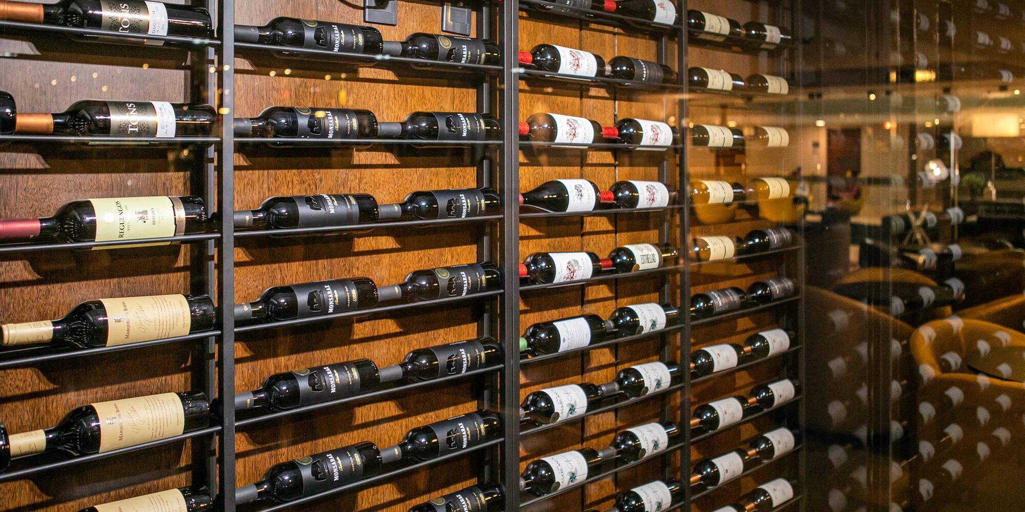 a wine bottles on a wall