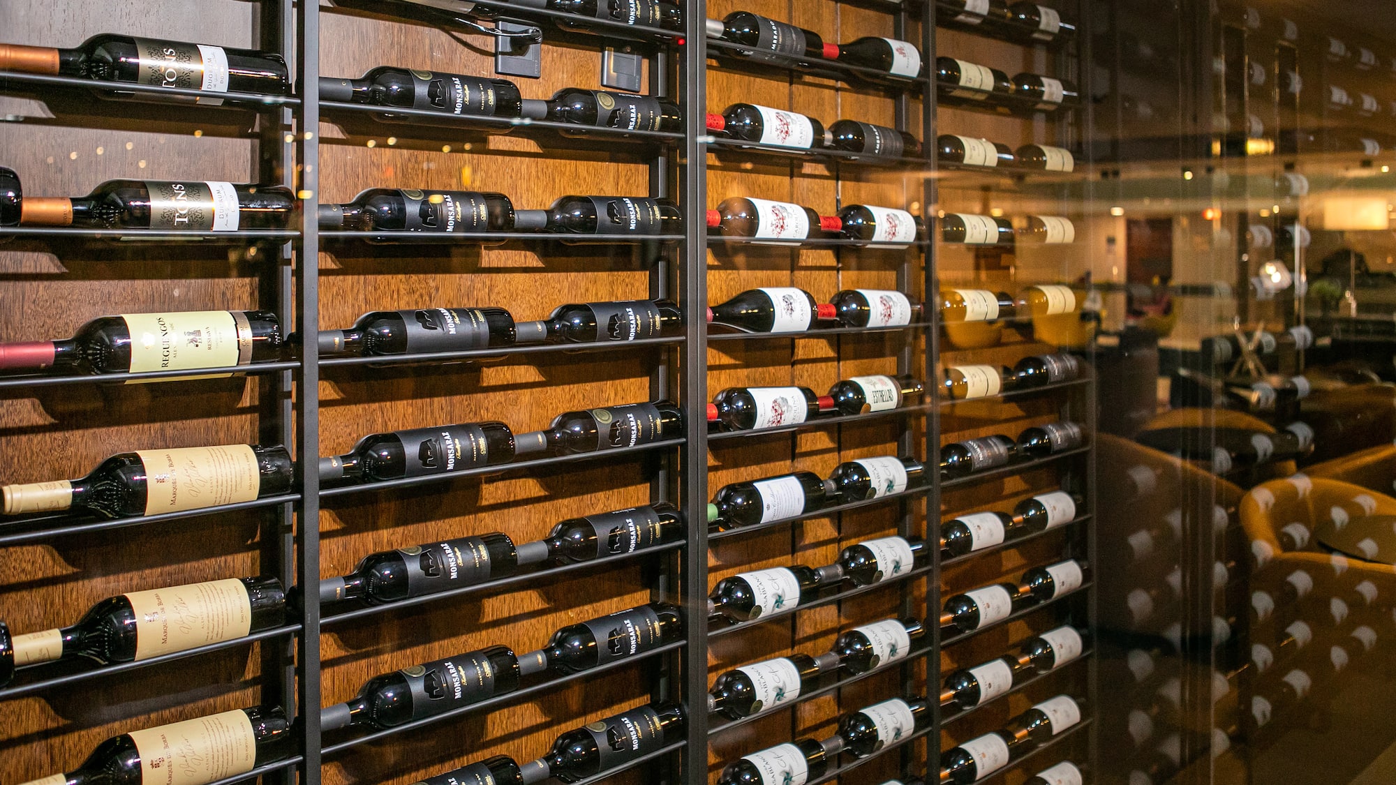 a wine bottles on a wall