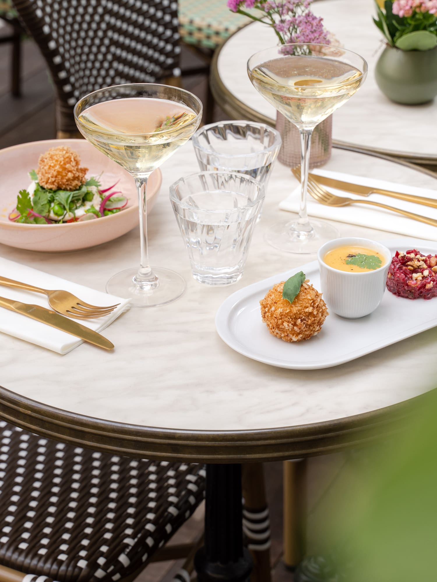 a table with food on it