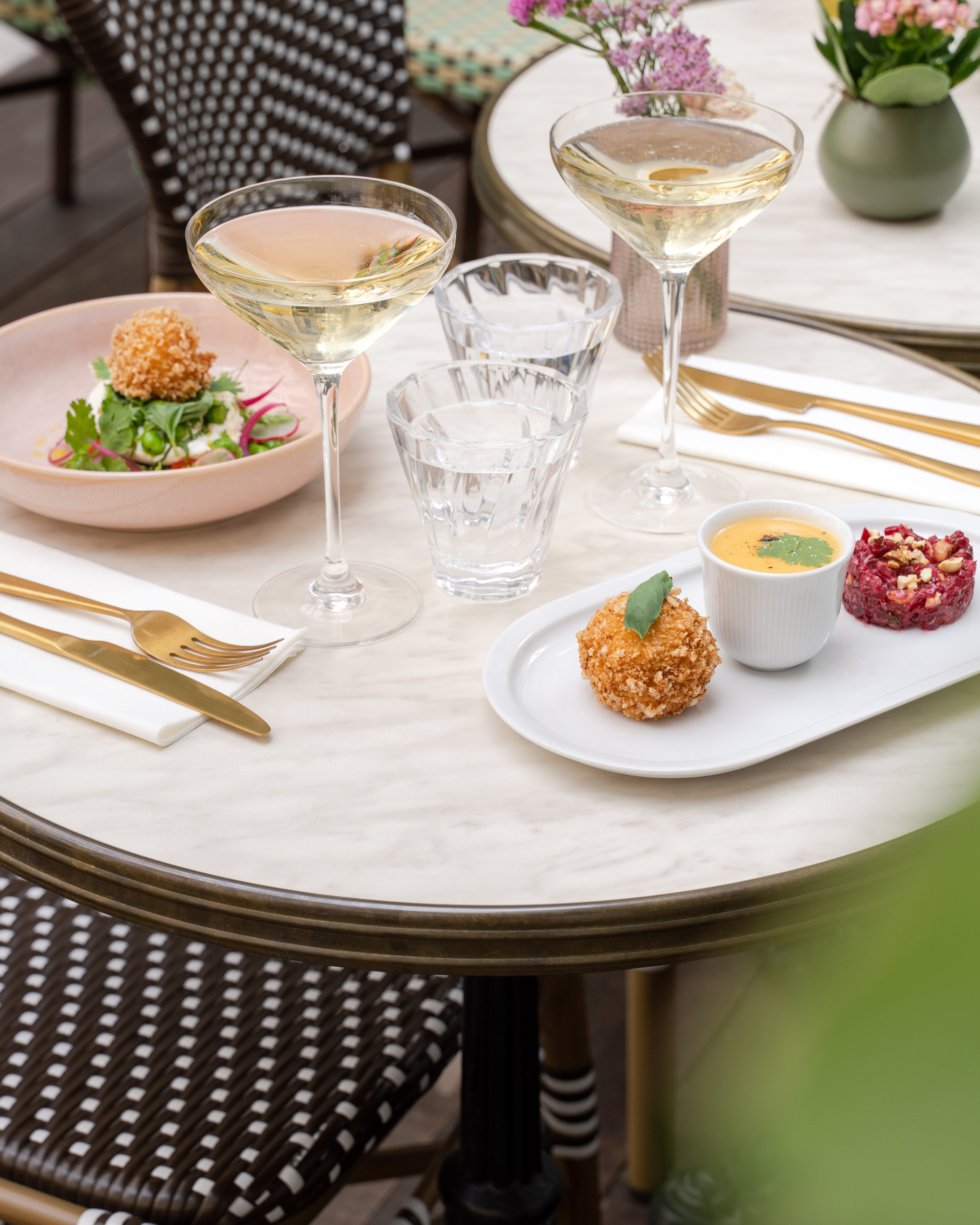 a table with food on it