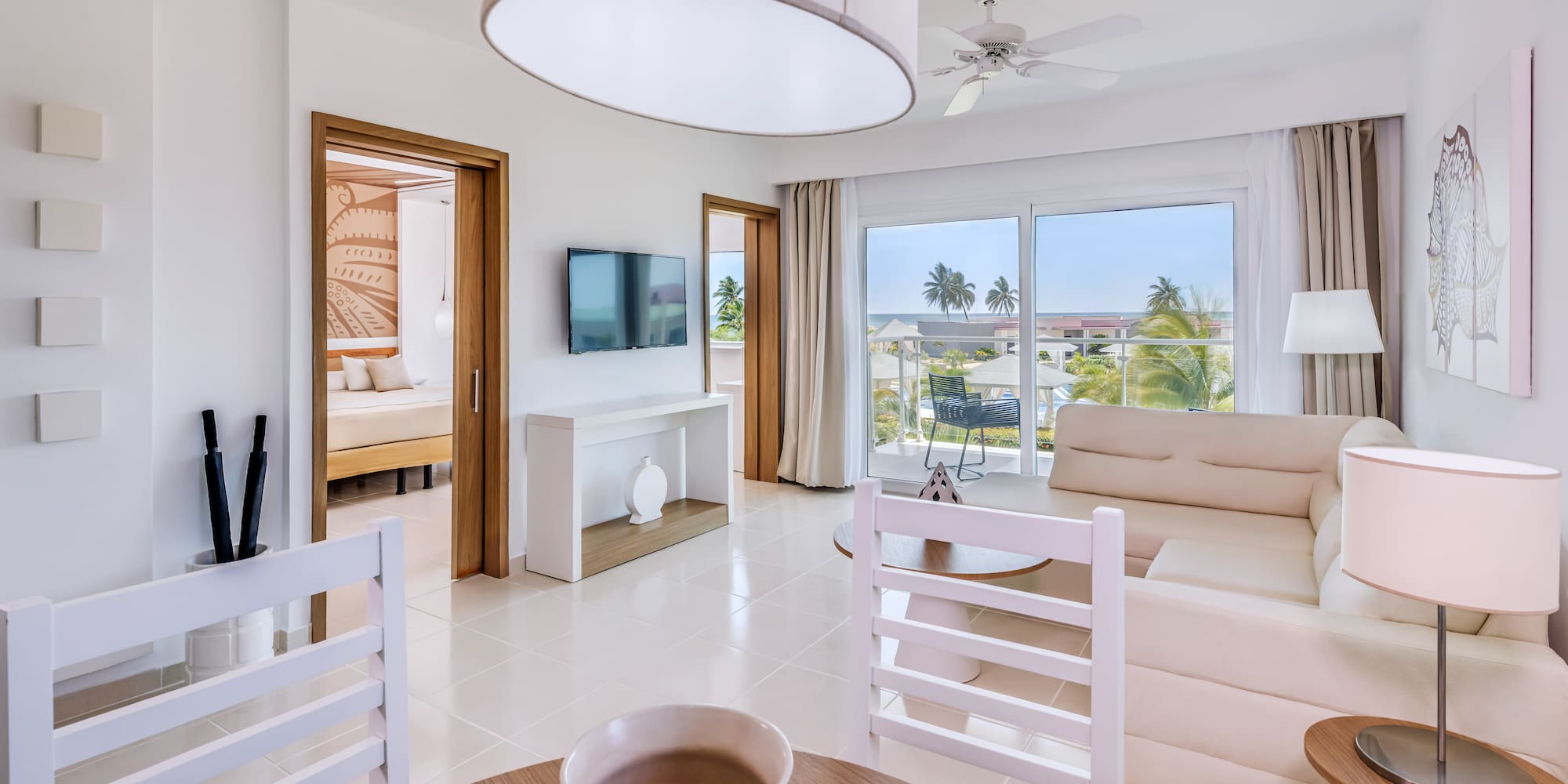 a room with a television and a couch