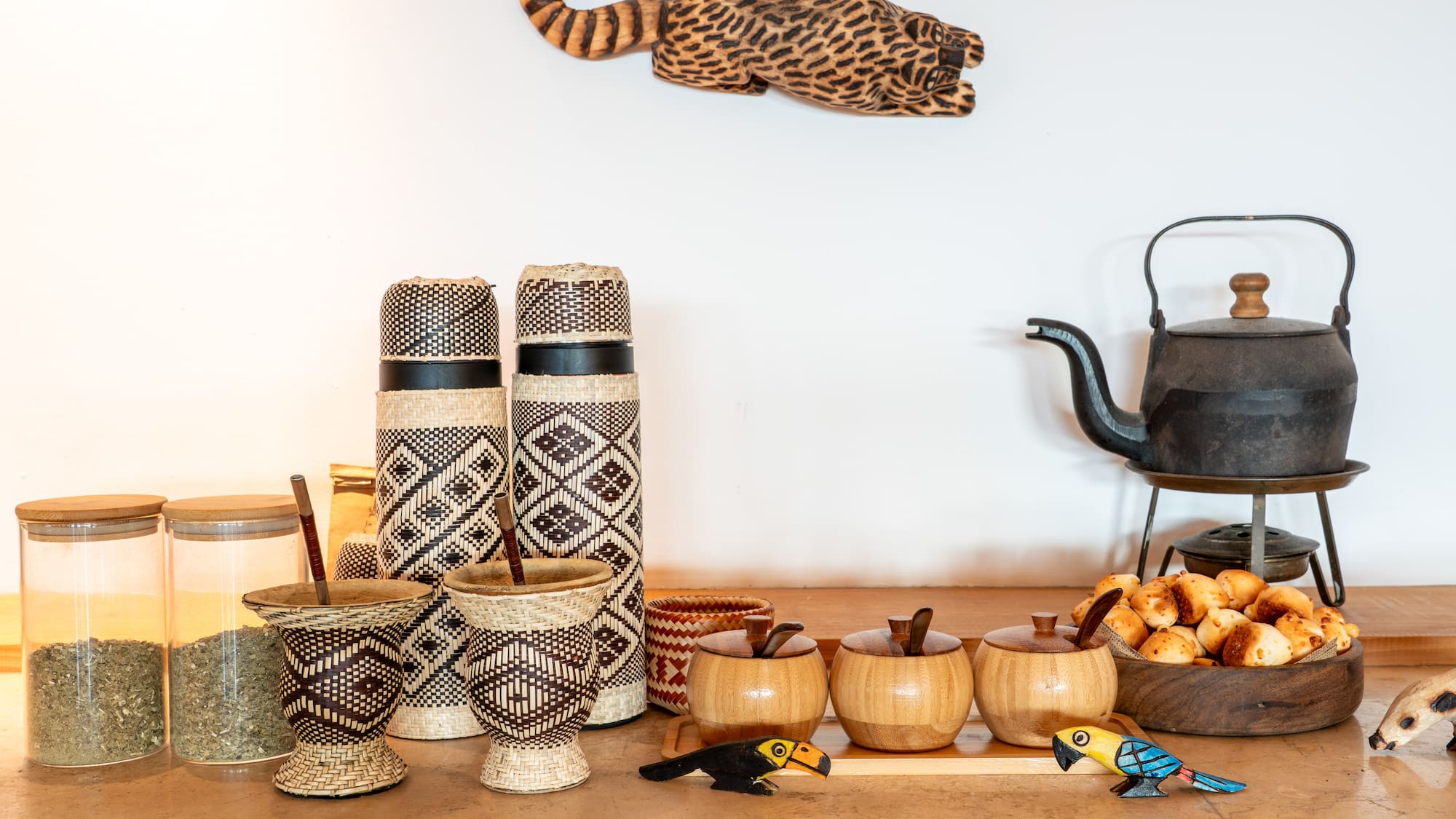 a table with various objects on it