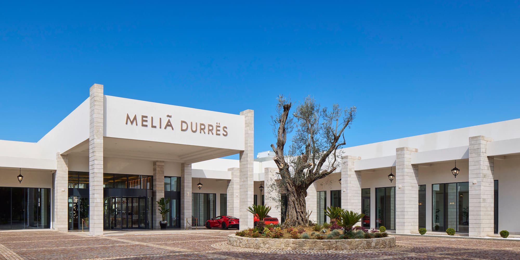 a building with a tree in front of it
