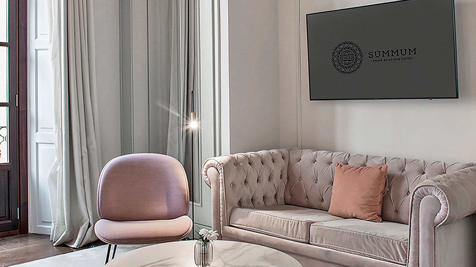 a living room with a couch and a coffee table