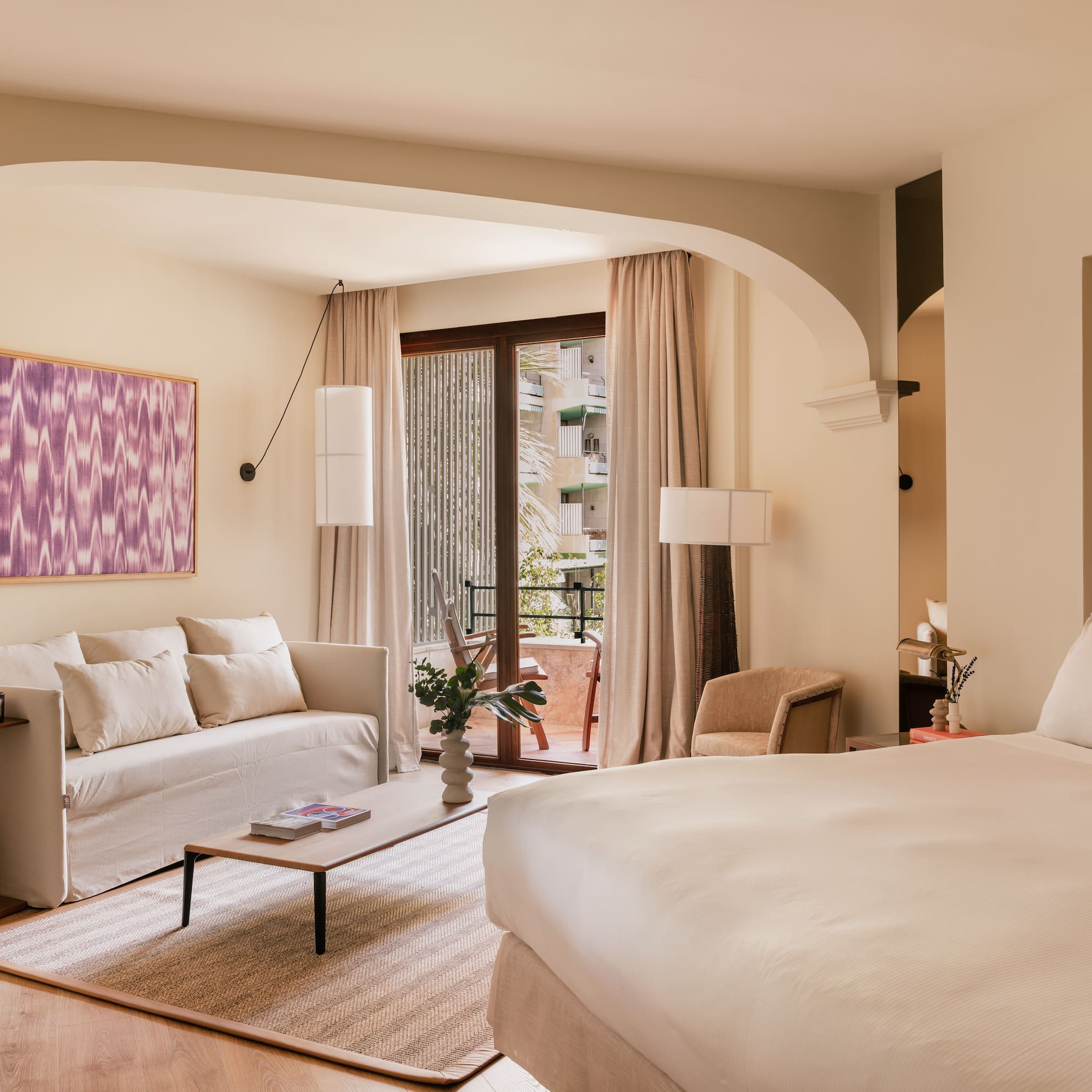 a room with a bed and a couch