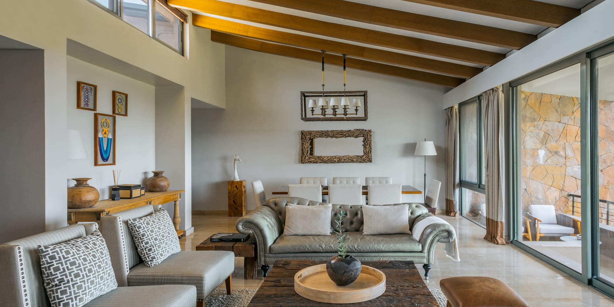 a living room with a couch and a coffee table