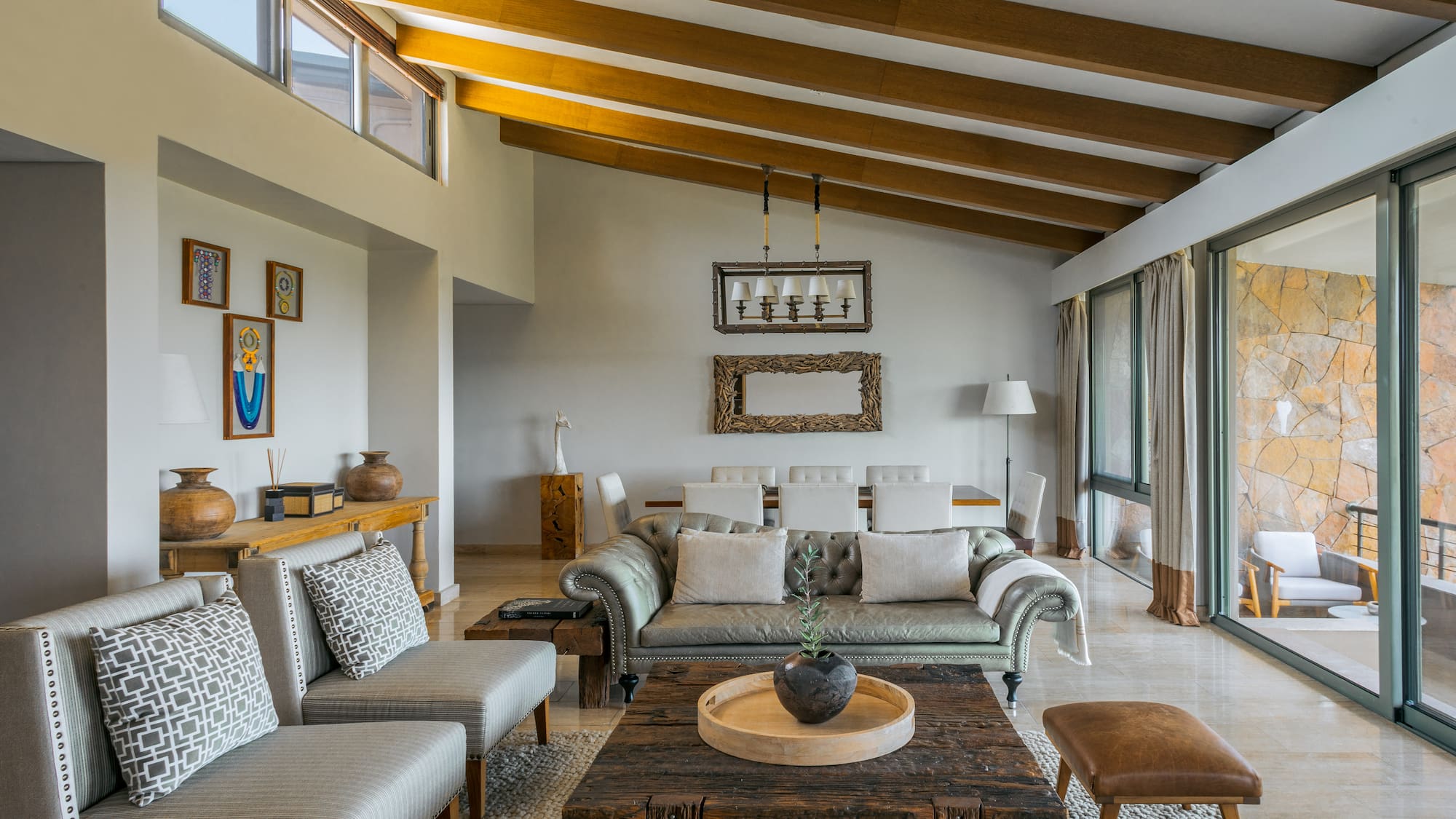 a living room with a couch and a coffee table