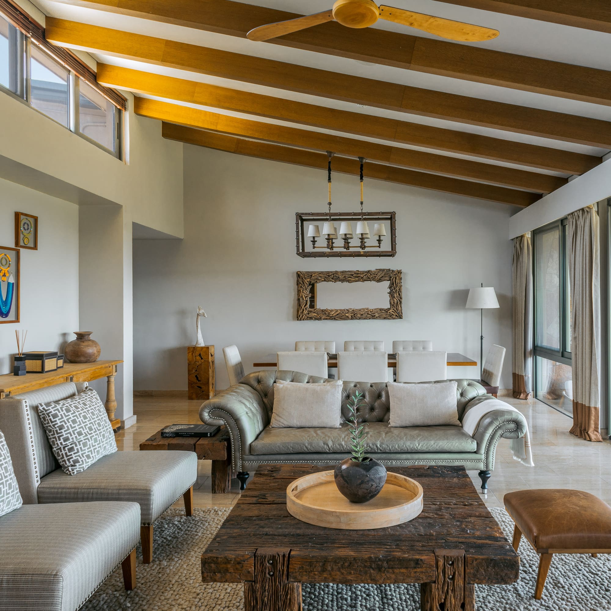 a living room with a couch and a coffee table
