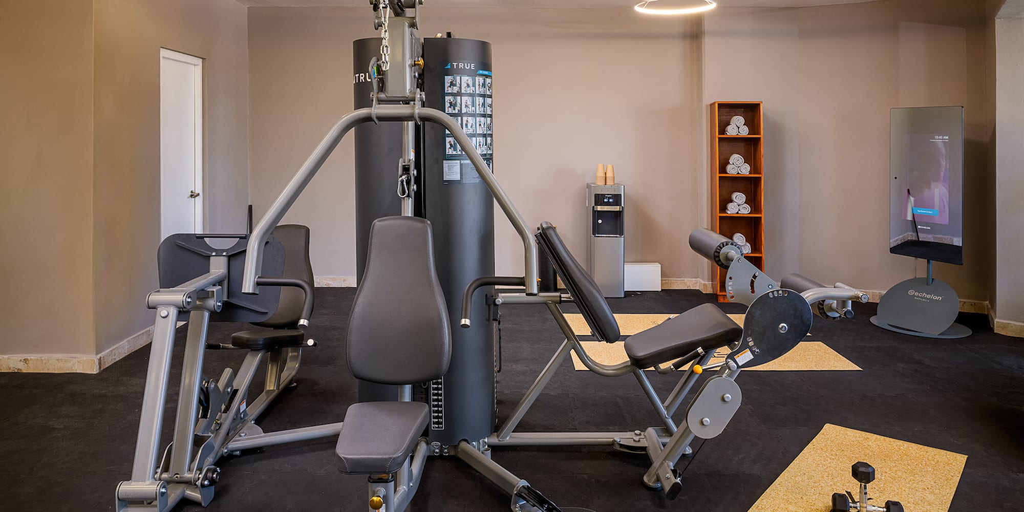 a gym with exercise equipment