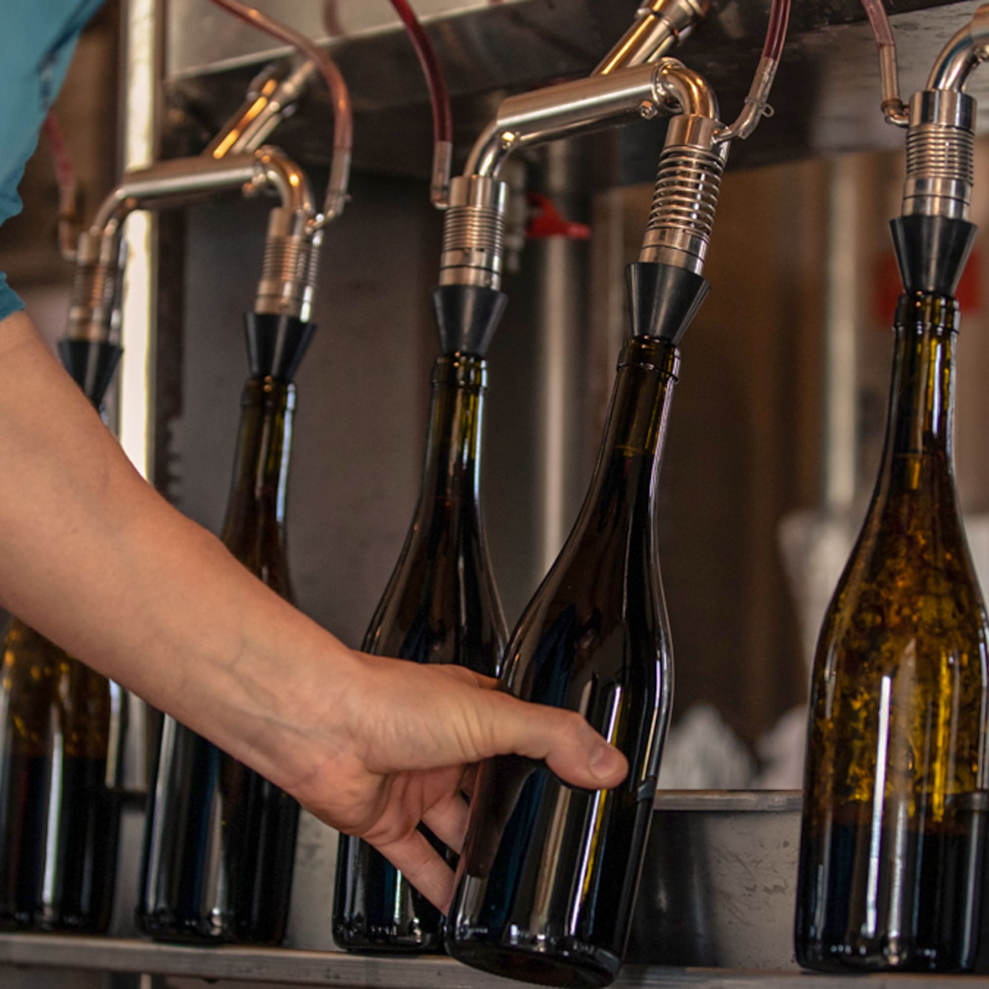 a person holding a bottle