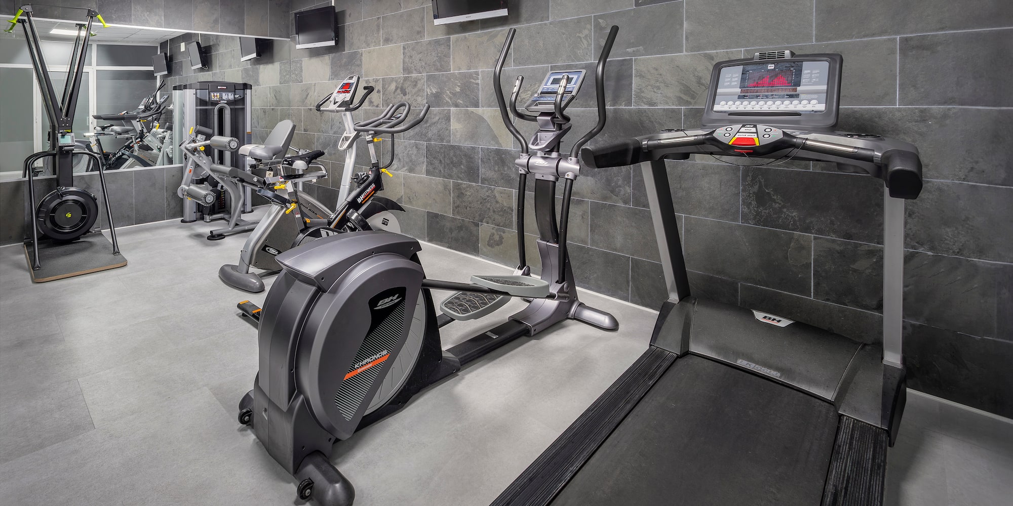 a room with exercise machines
