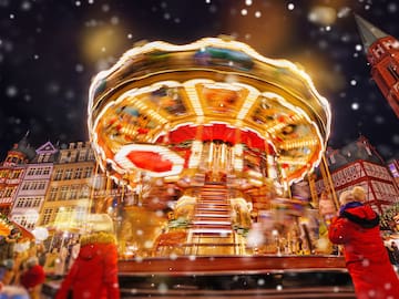 a merry go round at night