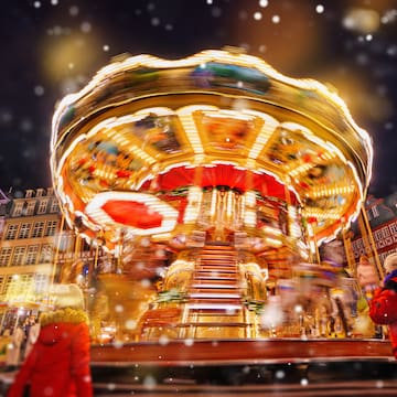 a merry go round at night
