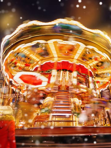a merry go round at night