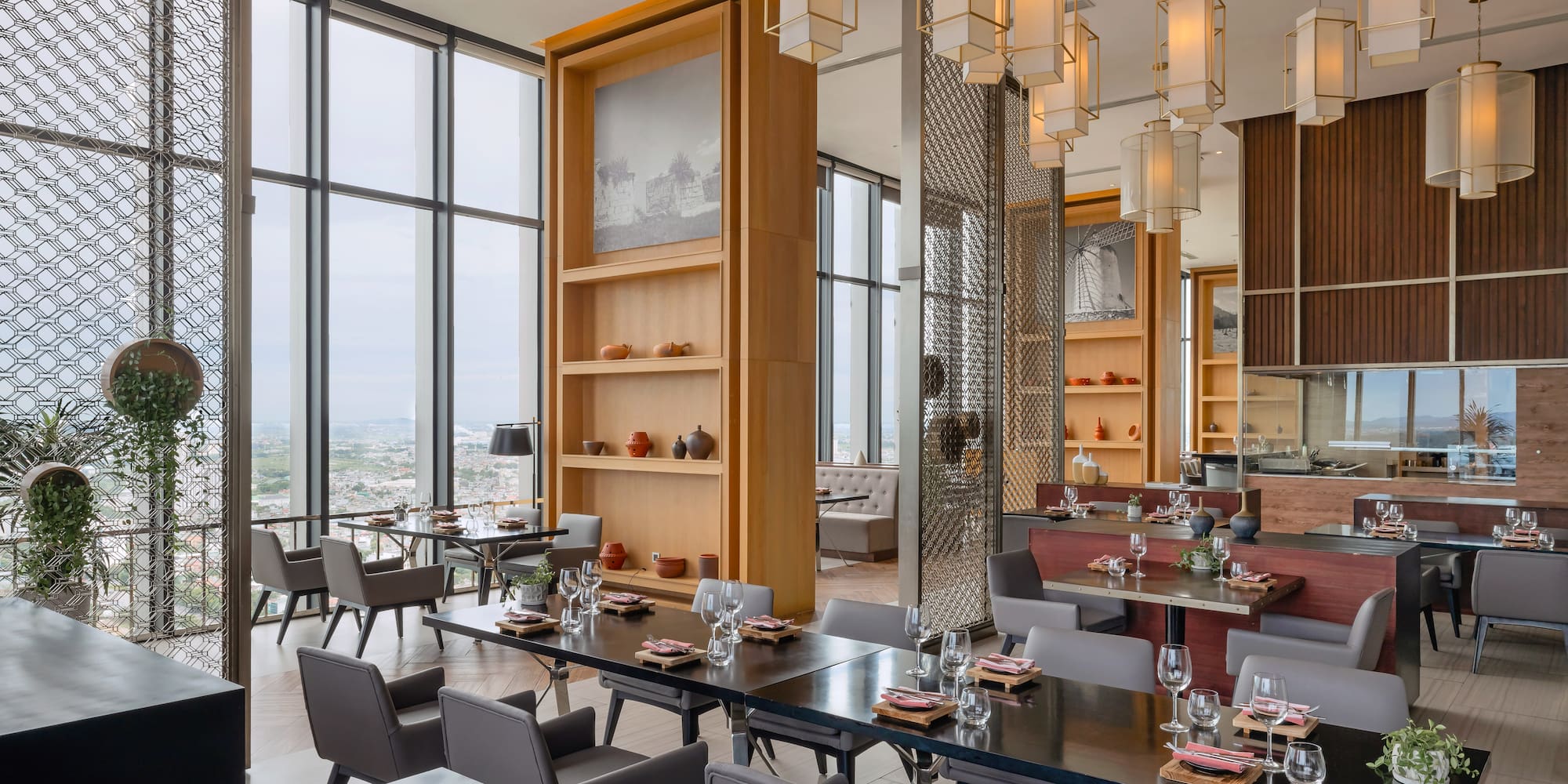 a restaurant with tables and chairs