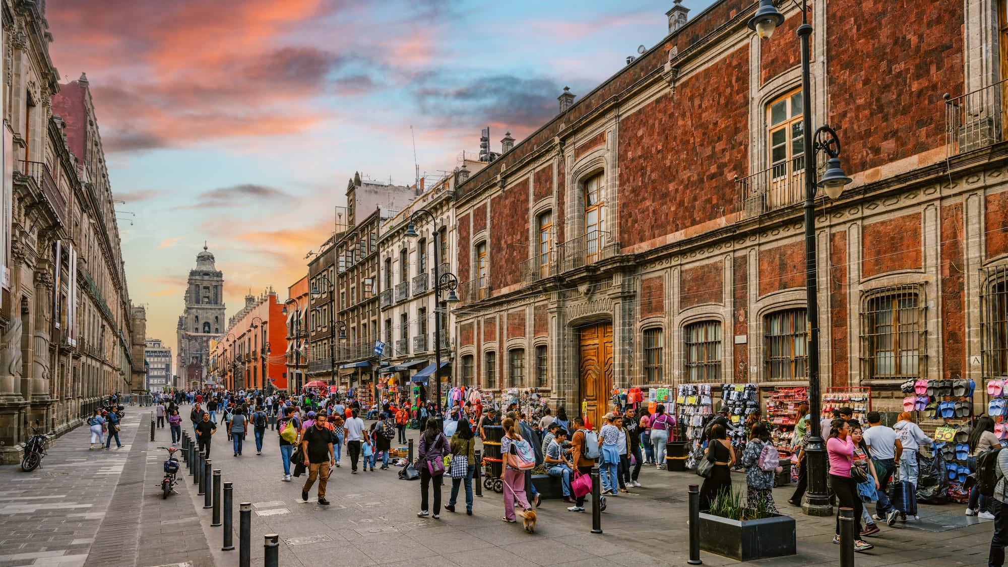 a crowd of people on a street