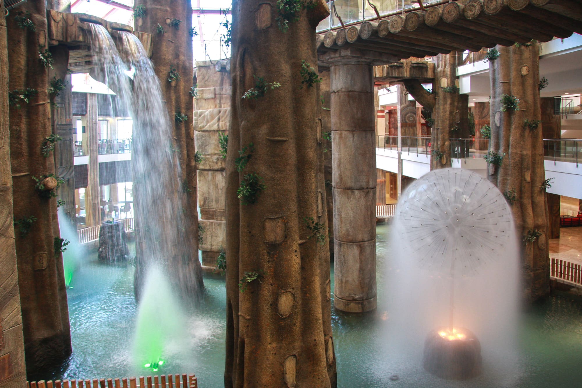a water fountain in a mall