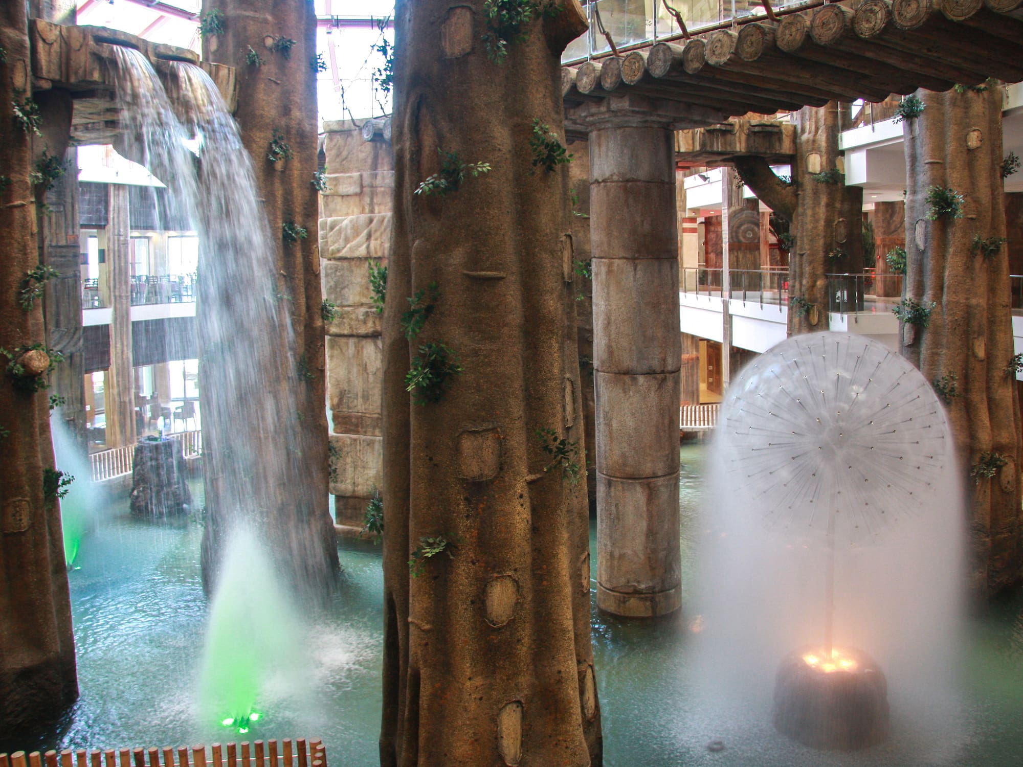 a water fountain in a mall