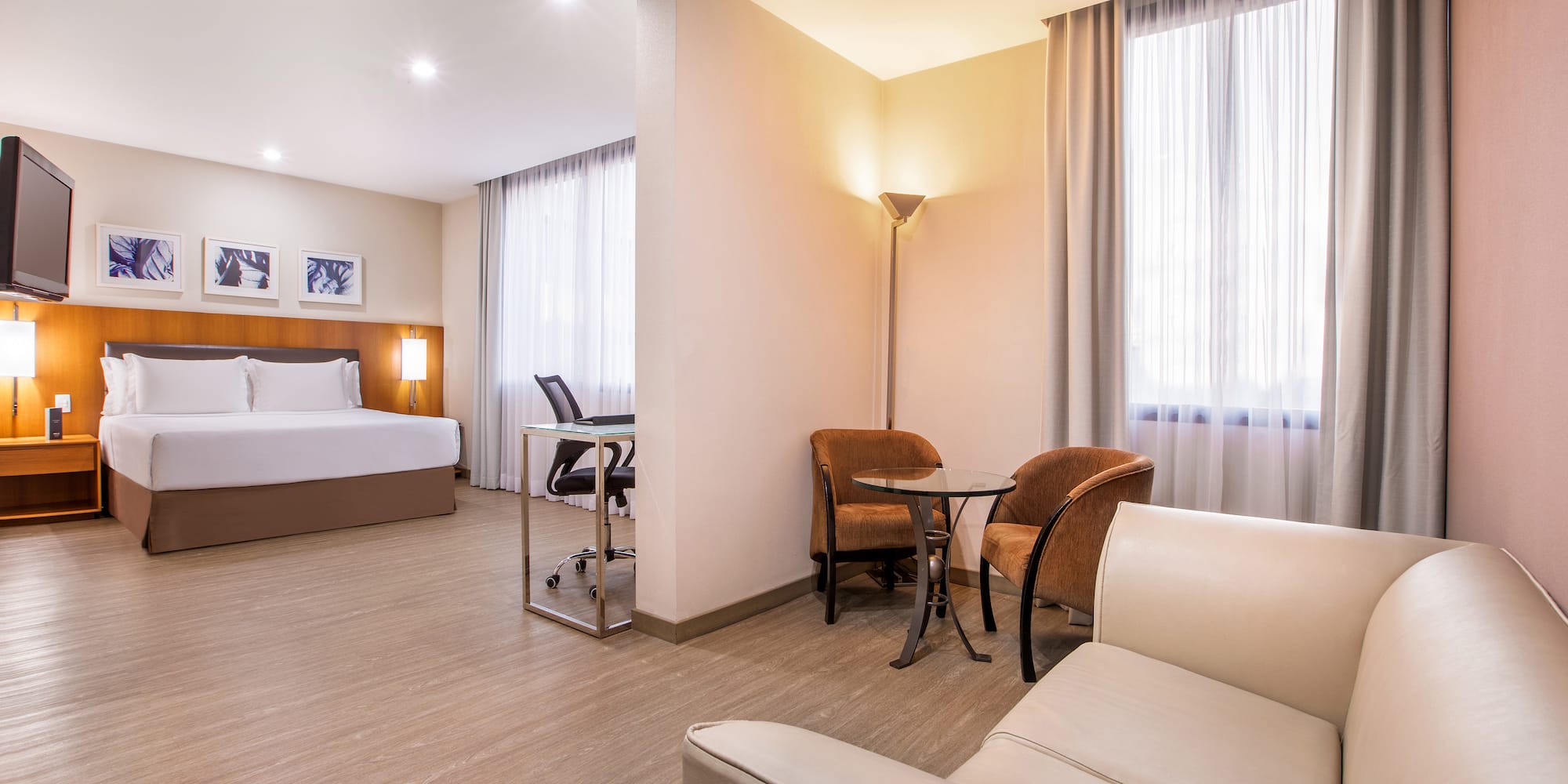 a room with a bed and a table