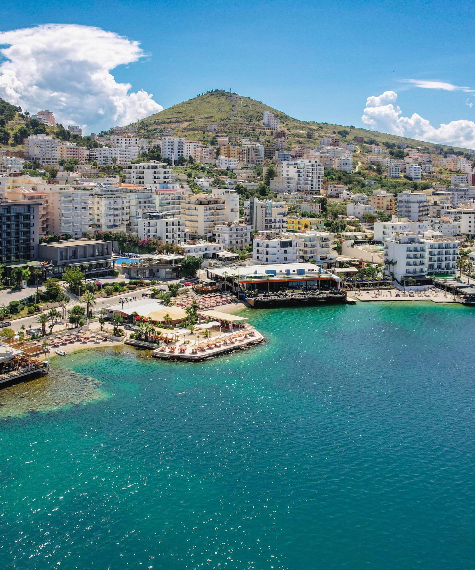 a city next to a body of water