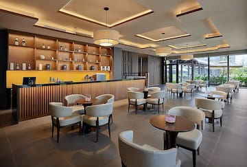 a room with tables and chairs