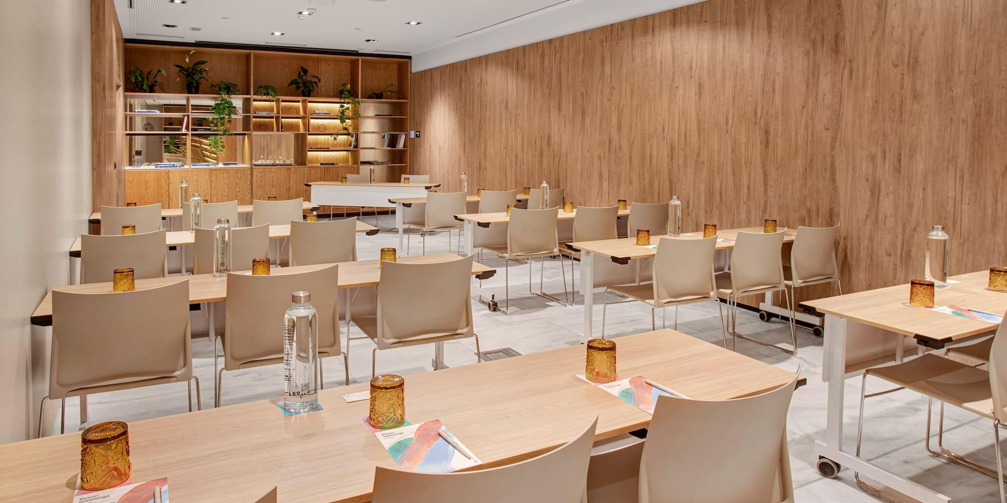 a room with tables and chairs